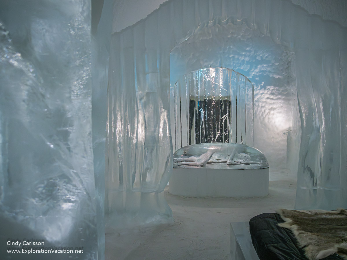 Photo of the Ice is the Window of the Soul suite designed by Tim Linhart and Giovanna Martinez for Icehotel 365 in Jukkasj&auml;rvi, Swedish S&aacute;pmi (Lapland) &copy; Cindy Carlsson ExplorationVacation.net