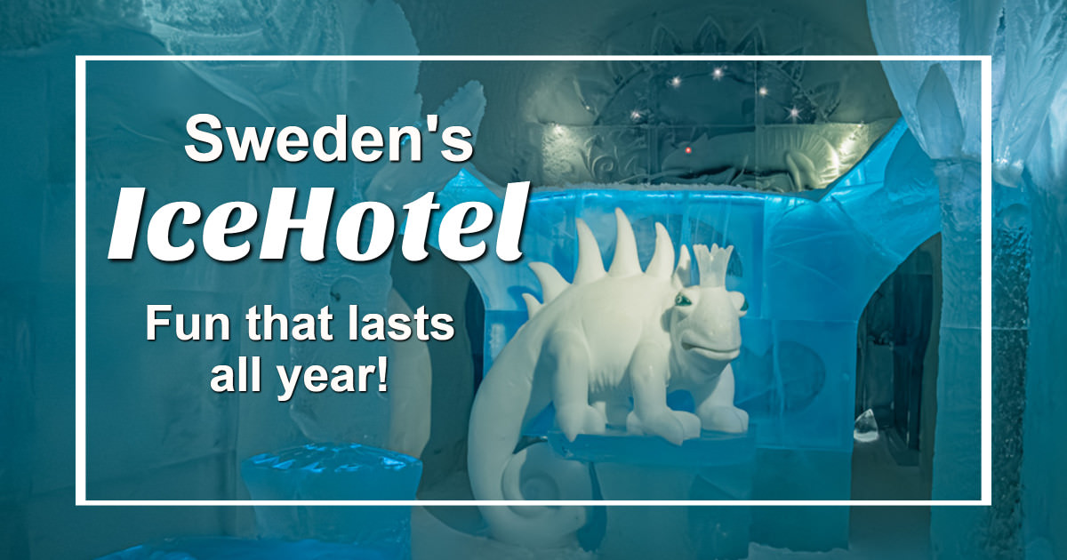 Link to story and photos on visiting Sweden\'s seasonal and year-round Icehotels on ExplorationVacation.net.