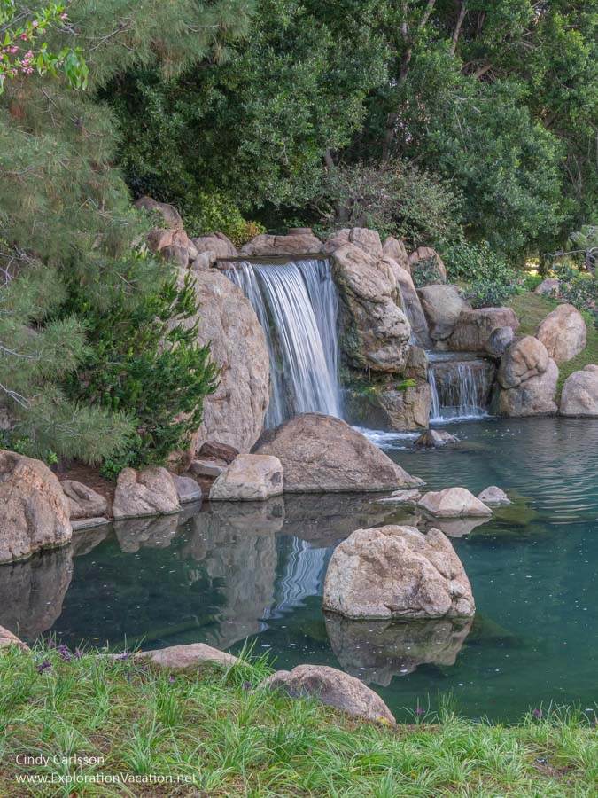Photo of the waterfall at the Rohoen Japanese Friendship Garden in Phoenix, Arizona &copy; Cindy Carlsson at ExplorationVacation.net