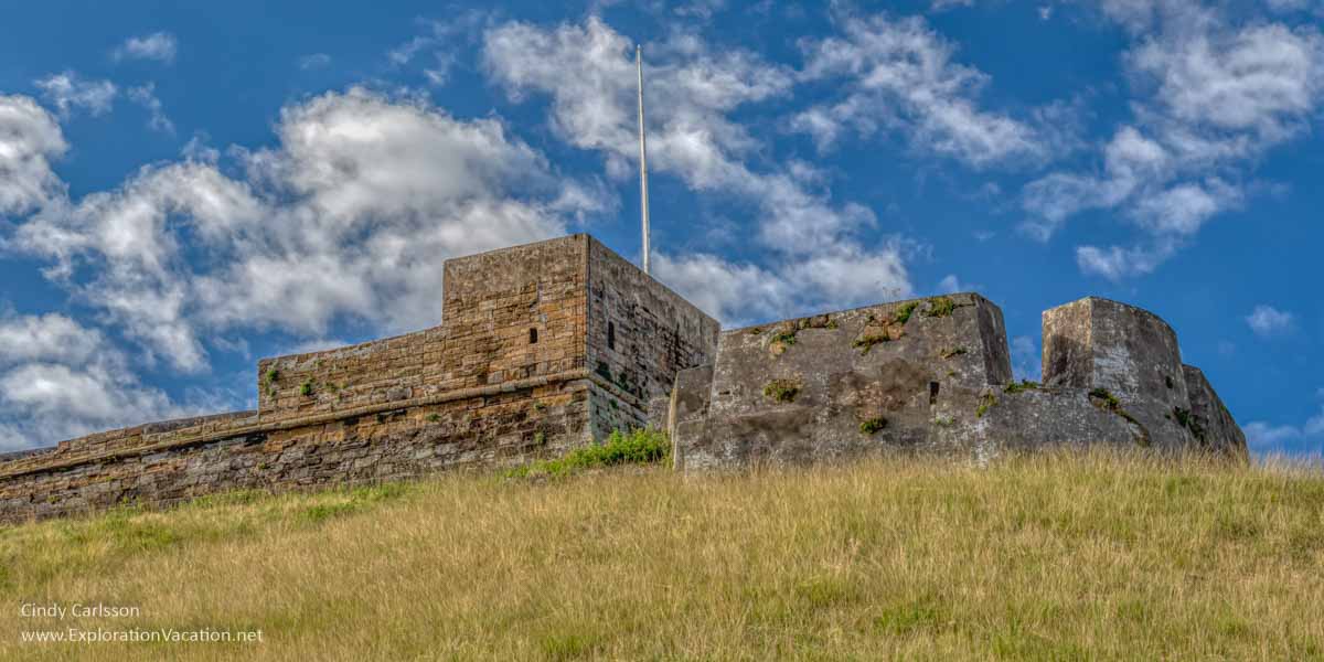 photo of part of the fortress on Monte Brasil, part of the Town of Angra do Hero&iacute;smo UNESCO World Heritage Site on Terceira Island in Portugal&rsquo;s Azores Islands. &copy; Cindy Carlsson at ExplorationVacation.net 