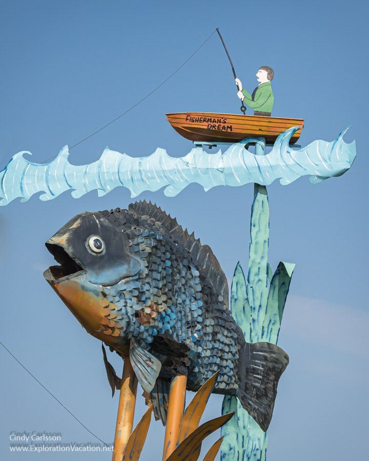 Photo of details from Fisherman&rsquo;s Dream, a scrap metal sculpture by Gary Greff along the Enchanted Highway in western North Dakota &copy; Cindy Carlsson at ExplorationVacation.net