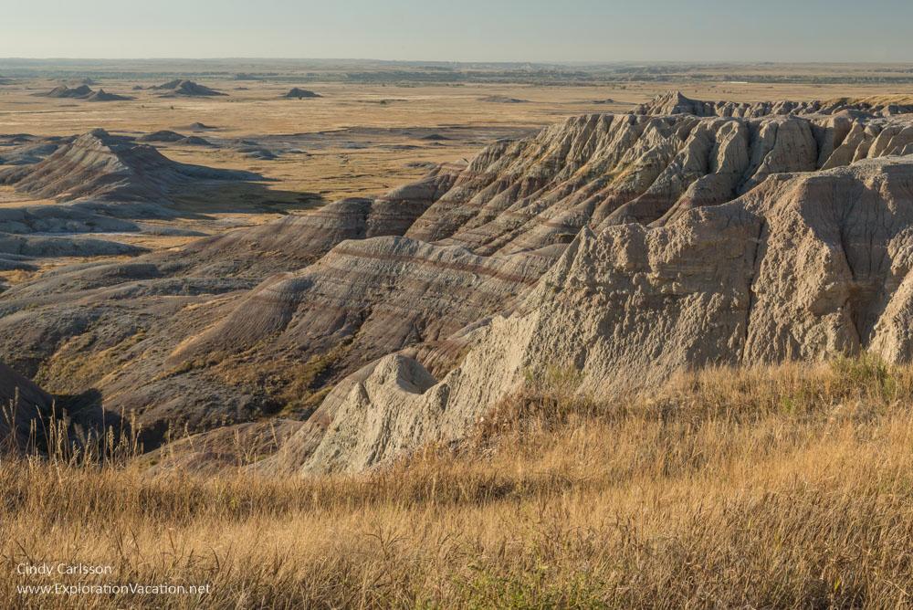 Photo of the landscape in Badlands National Park in South Dakota &copy; Cindy Carlsson at ExplorationVacation.net