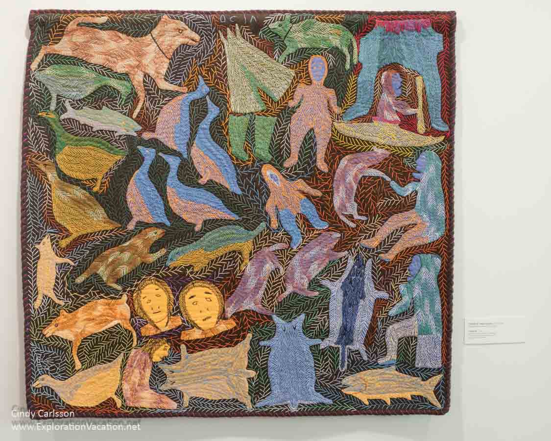 A textile by Elizabeth Angrnaqquaq at the Dennos Museum Center.