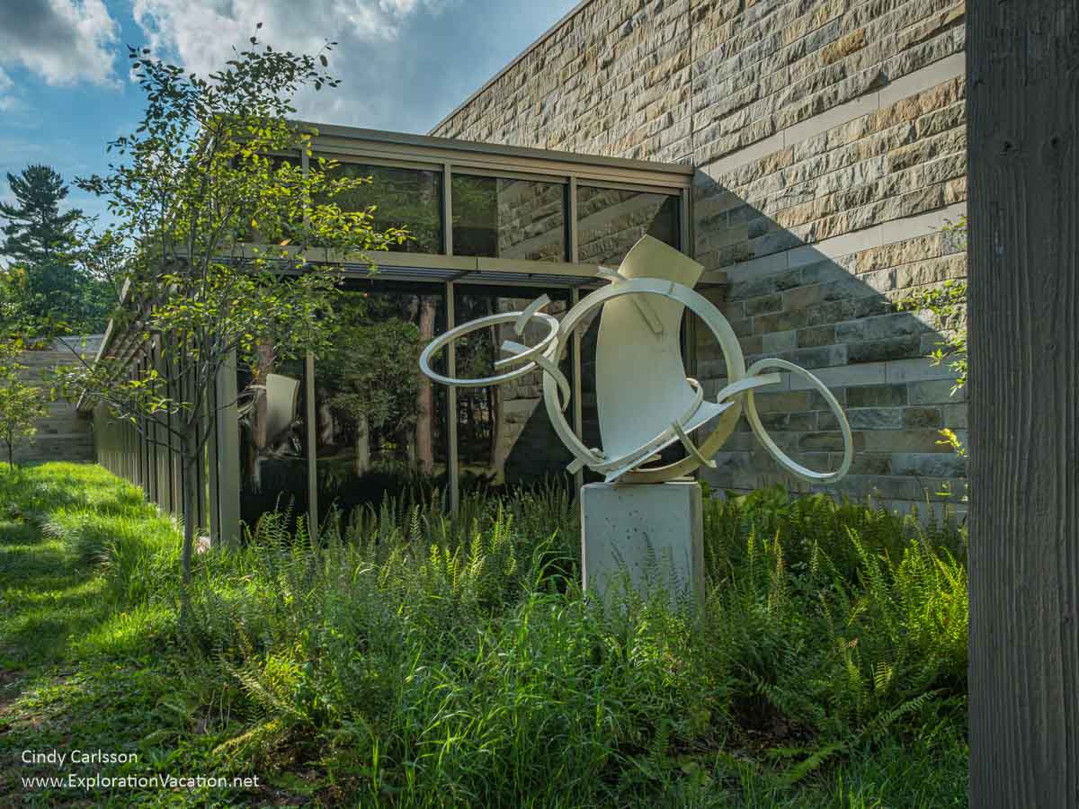 Photo of “Laocoon” sculpture by Joseph Wesner outside the Dennos Museum Center at Northwestern Michigan College in Traverse City, Michigan. (Photo © Cindy Carlsson on ExplorationVacation.net)