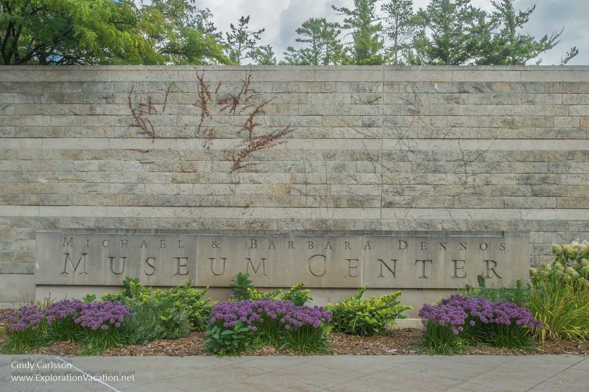 Photo of a wall with "Michael & Barbara Dennos Museum Center" written on it. (Photo © Cindy Carlsson on ExplorationVacation.net)