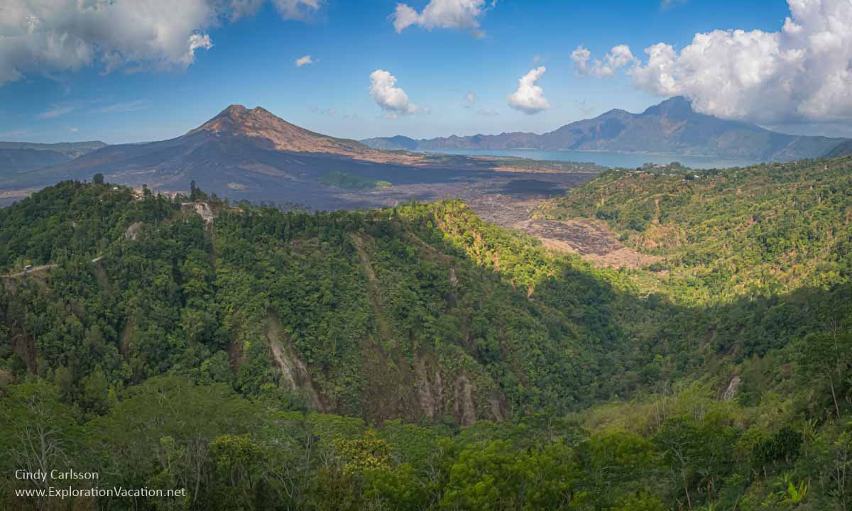 Landscape with mountains and Lake Batur.