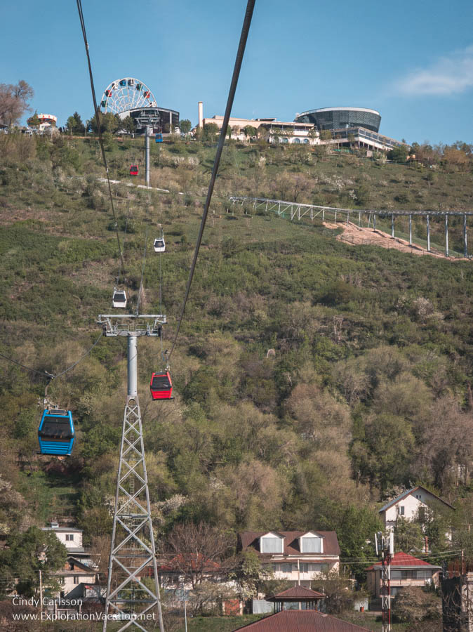Photo of the Kok Tobe gondola cable car heading up Kok Tobe Hill in Almaty, Kazakhstan. (Photo &copy; Cindy Carlsson on ExplorationVacation.net)