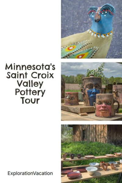 Photos of pottery for sale outdoors.