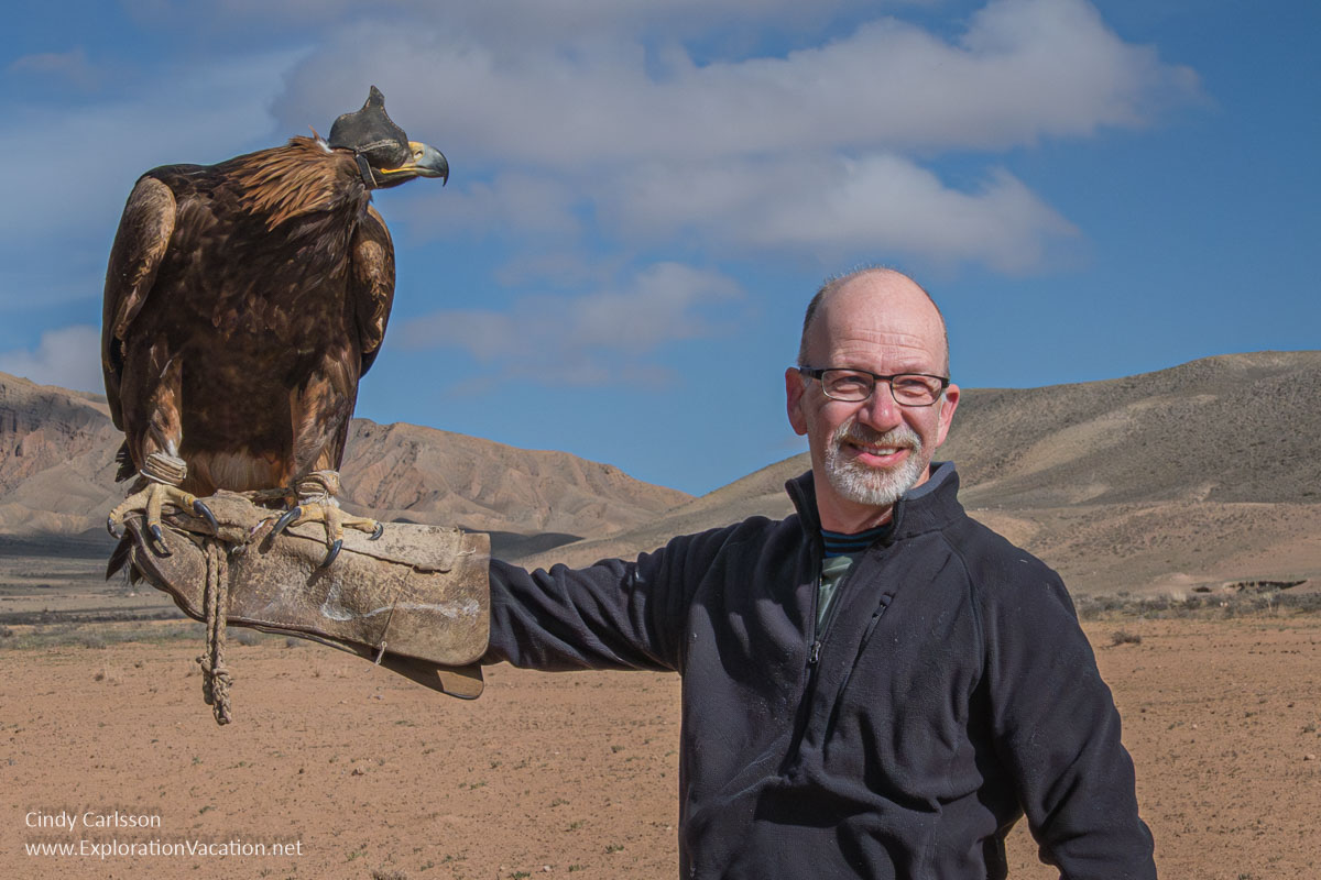 A man with a golden eagle.