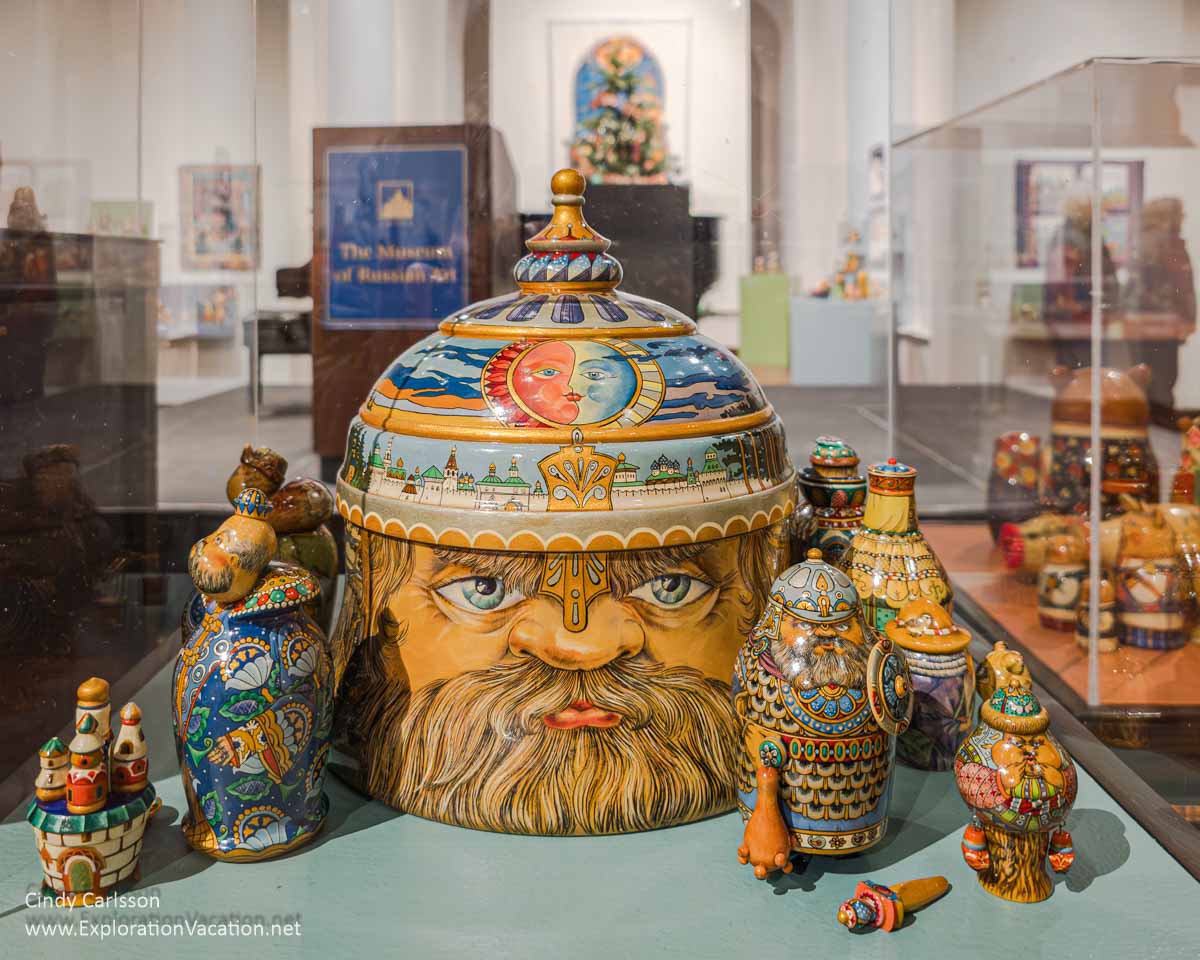 A set of elaborate Slavic soldier nesting dolls.